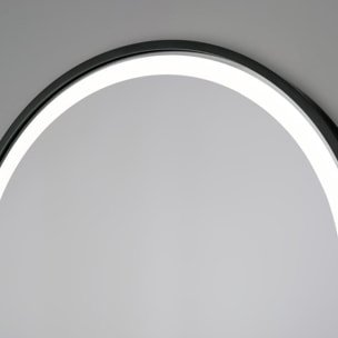 40x80 cm miroir suspendu ovale avec éclairage LED et capteur, cadre en aluminium, noir (SATZOVLED4080CE)