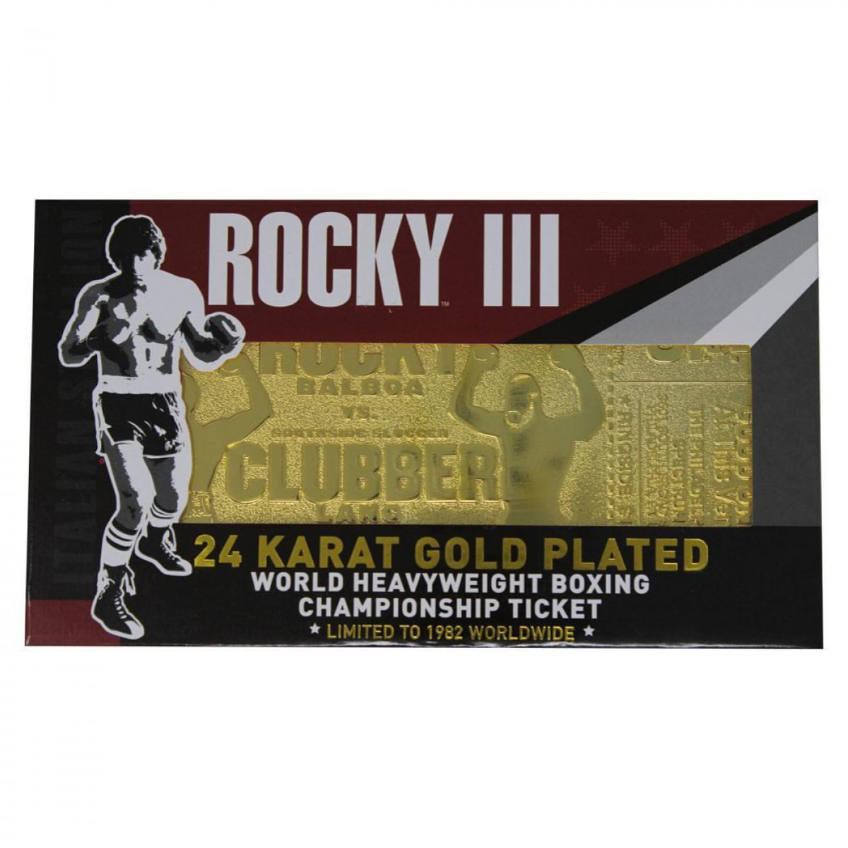 Rocky 3 Replica Biglietto del Campionato Mondiale Dei Pesi Massimi (Placcato in Oro) Fanattik