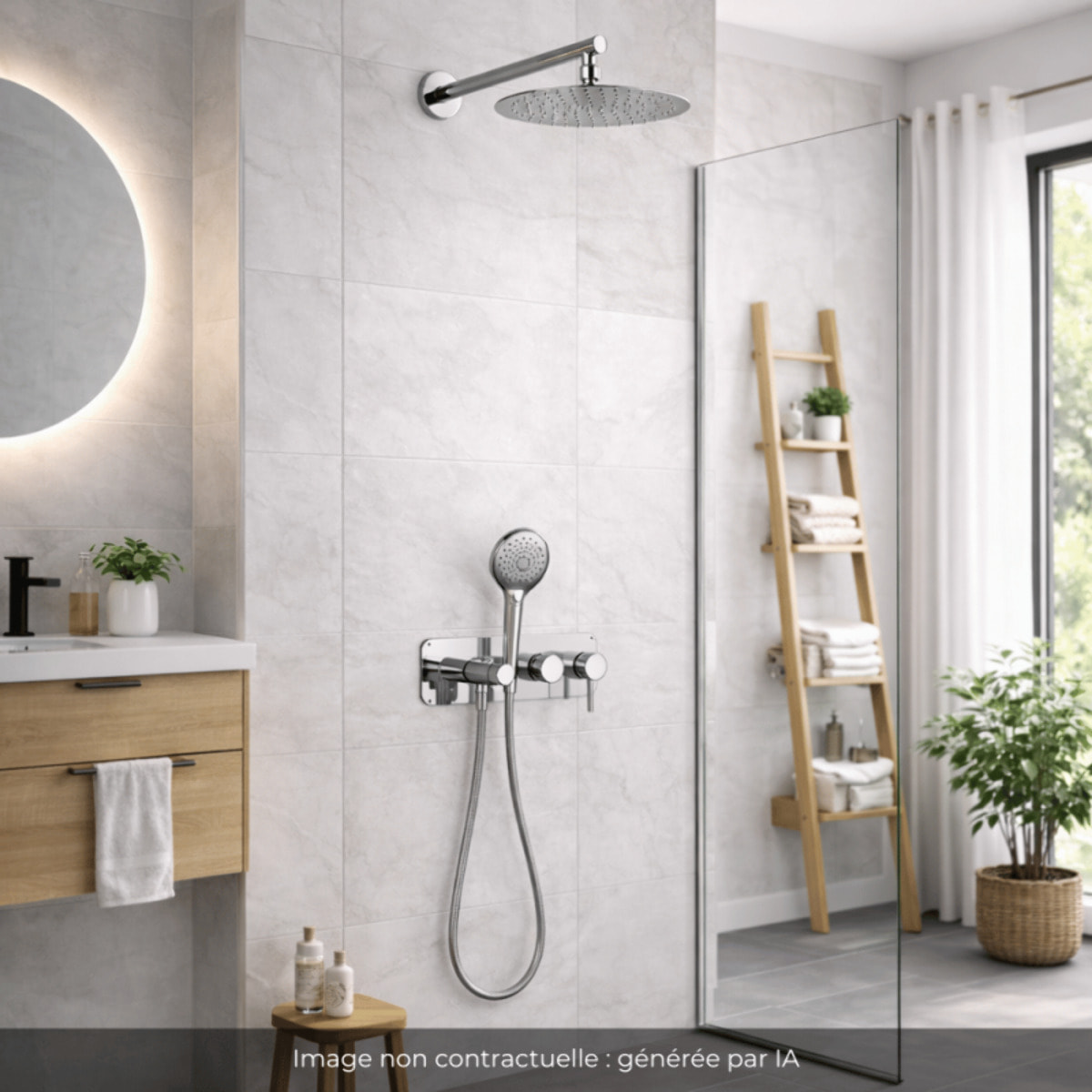 Colonne de douche mécanique encastré PAINI Cox chromé + douchette 3 jets + corps encastré