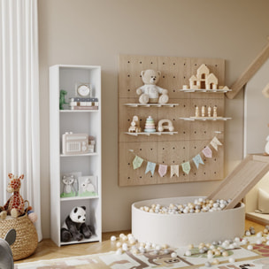 Libreria a colonna LONI 160x40 cm bianca con 4 ripiani a giorno
