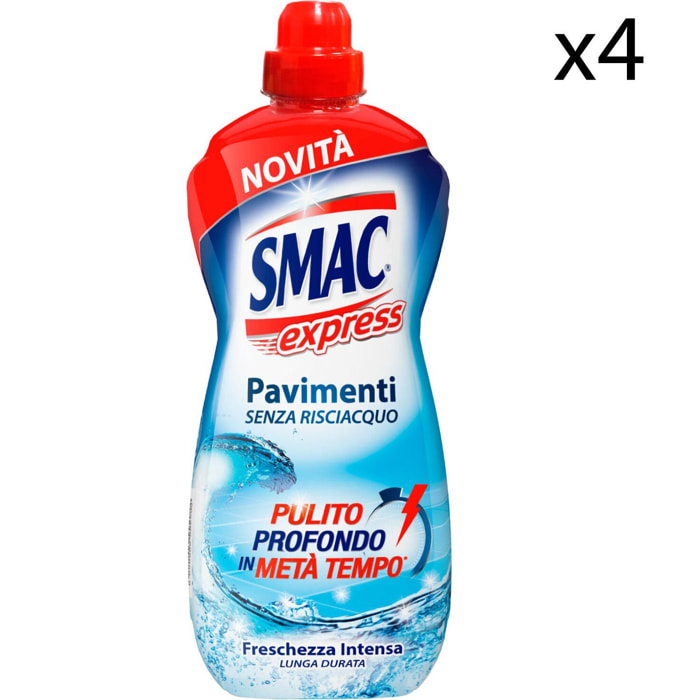 4x Smac Express Freschezza Intensa Detergente Liquido per Pavimenti - 4 Flaconi da 1 Litro