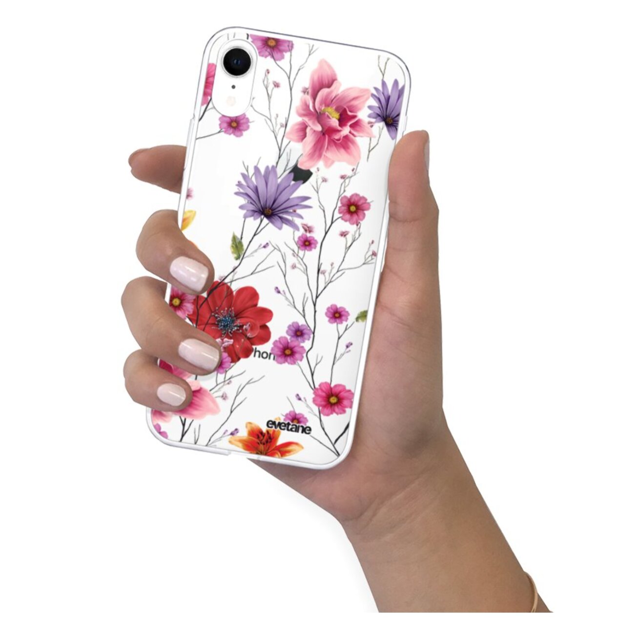 Coque iPhone Xr 360 intégrale transparente Fleurs Multicolores Tendance Evetane.