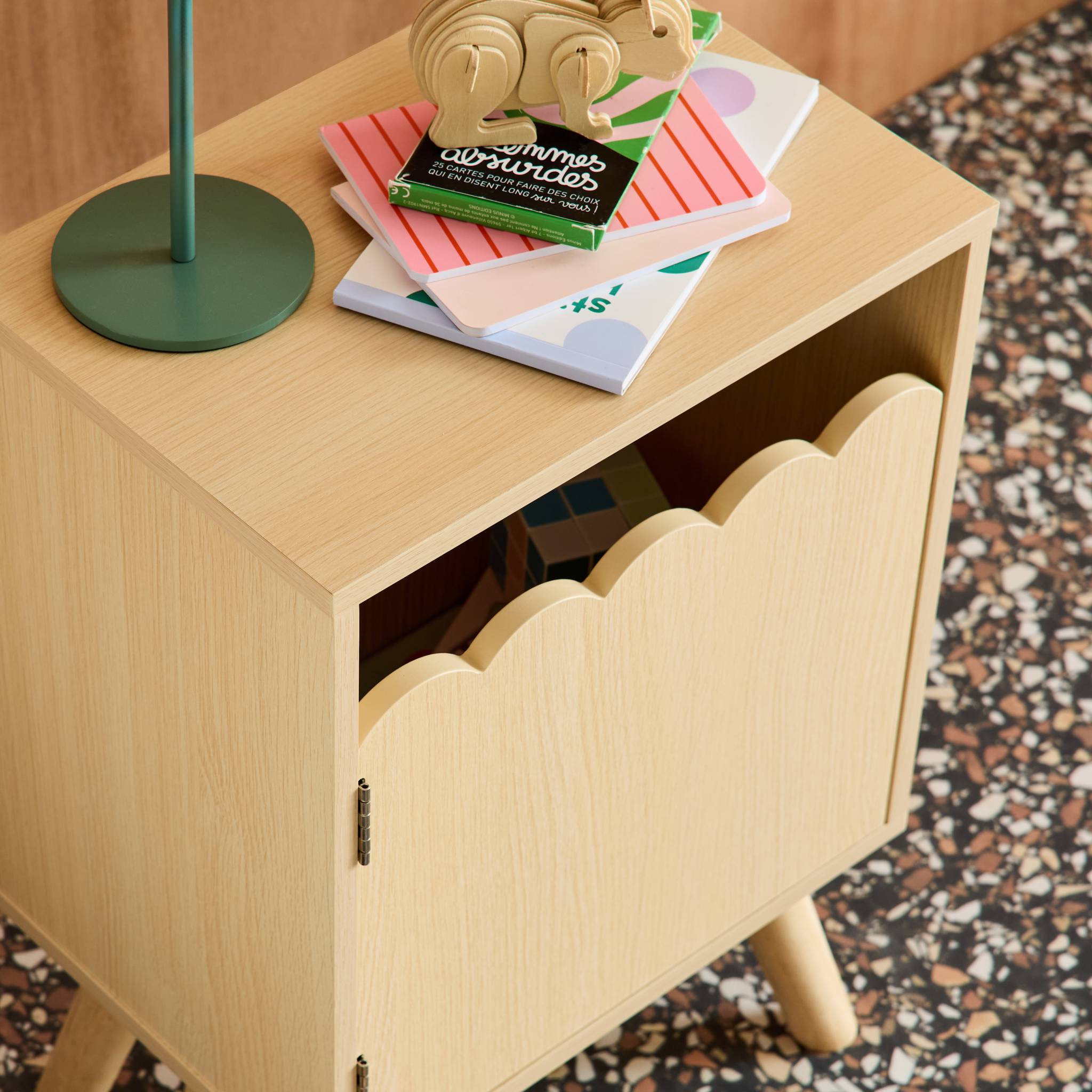 Table de chevet enfant décor bois 1 porte AZUR