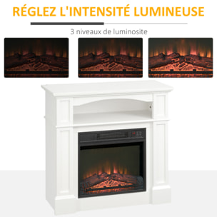 Cheminée électrique XL style classique chic 1800W  effet flammes LED réglable télécommande blanc