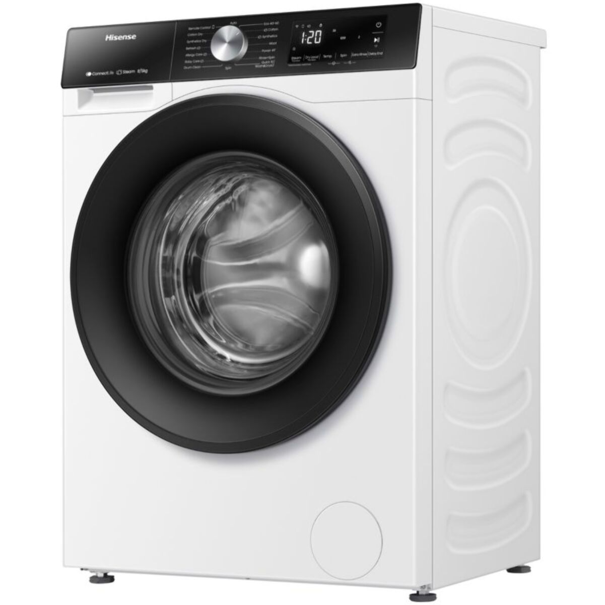 Lave linge séchant hublot HISENSE WD3S8043BW3 - 8/5 kg - 1400 tr/min - Classe D - Moteur Inverter - Connecté - PureJetWash