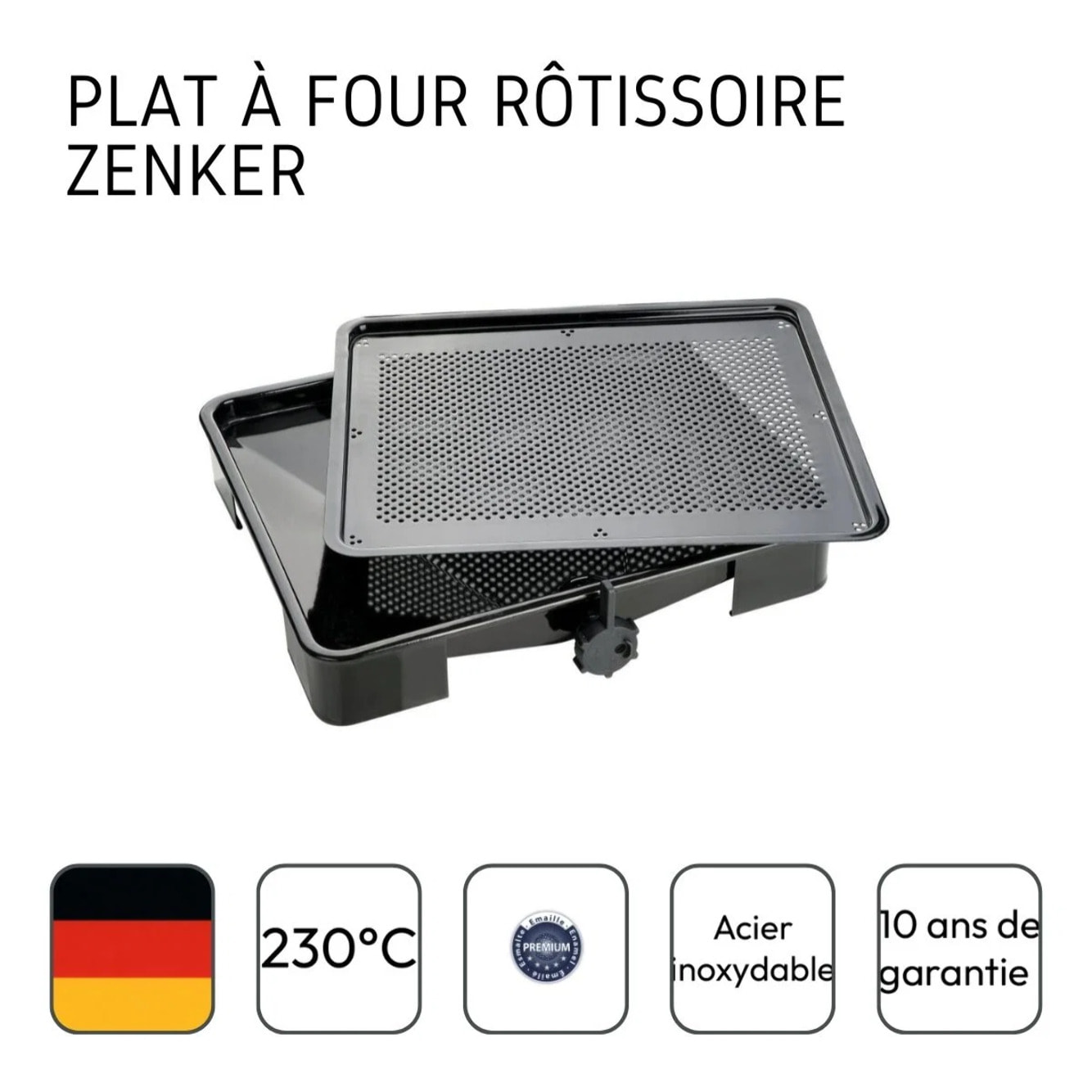 Lot de 2 plats four 39/39 cm en acier émaillé avec 2 ustensiles Zenker Special cooking