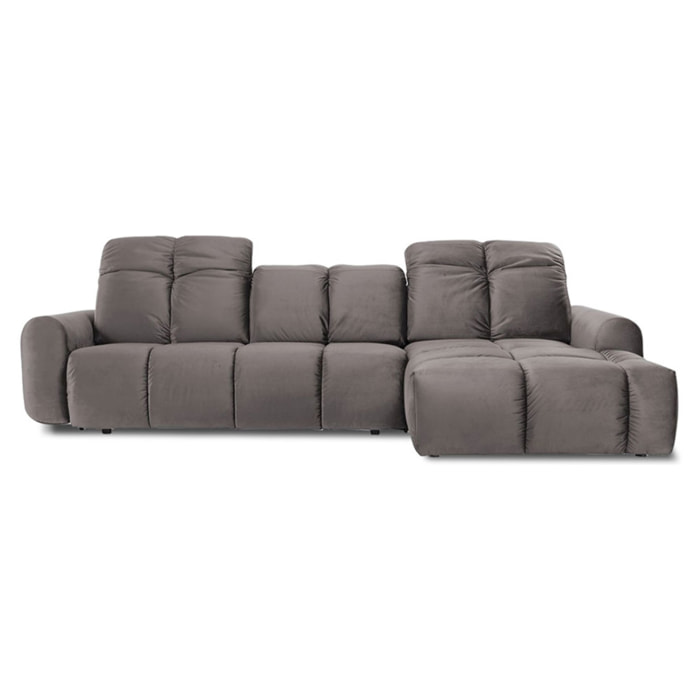 Canapé d'Angle Droit Velours Anacapri, 3 Places, Repose-têtes Ajustables, Style Contemporain