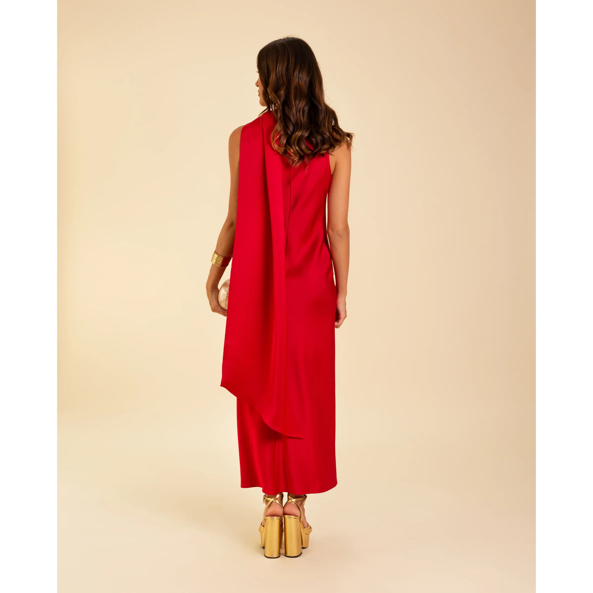 Vestido midi asimétrico con lazada