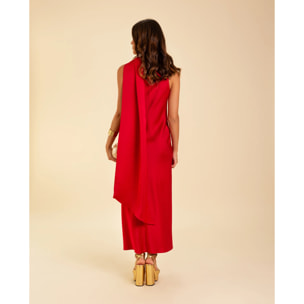 Vestido midi asimétrico con lazada