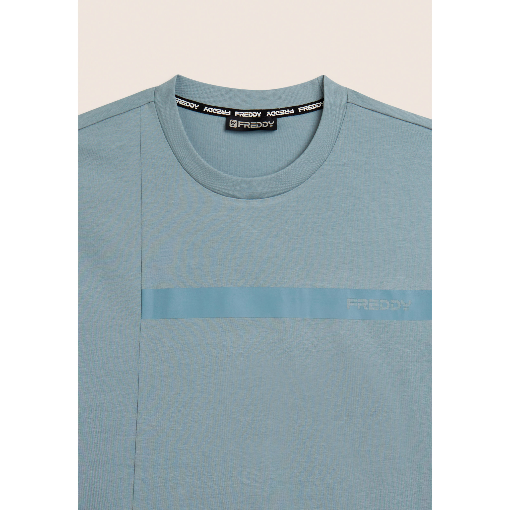 T-shirt in jersey con stampa logo tono su tono