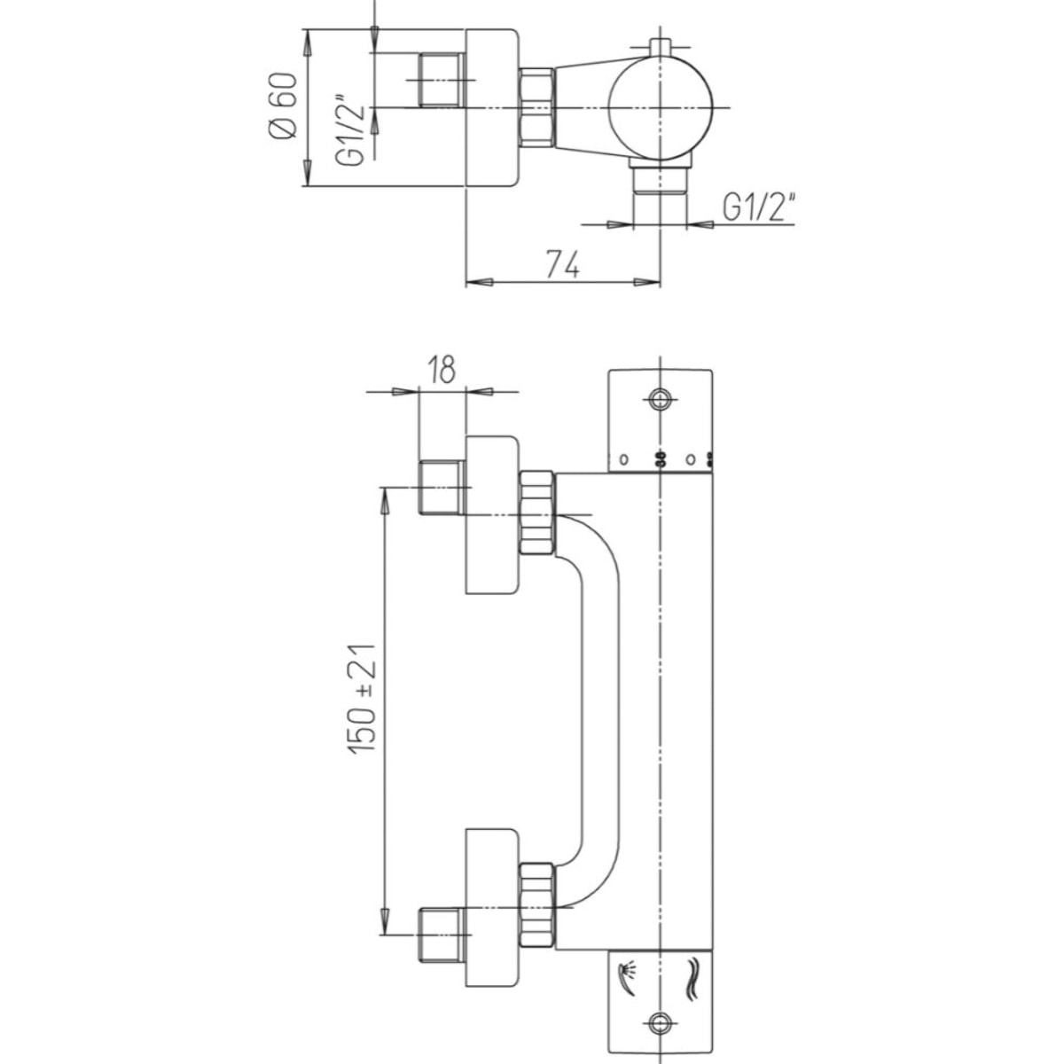 Paini Mitigeur douche thermostatique Cox gris acier