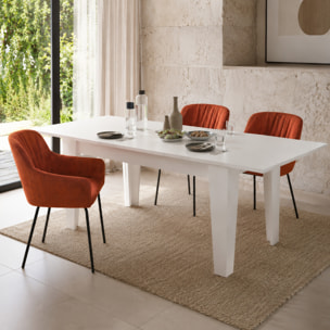 Tavolo da Pranzo Allungabile Da 160 A 220 Cm Gambe a Spillo Design Moderno 10 Posti Estensibile Guide In Metallo Cucina Salotto Soggiorno Bianco