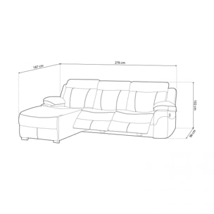 Sofá relax eléctrico con chaiselongue derecho Nellie 3 plazas Piedra