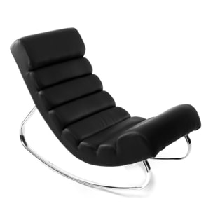 Rocking chair design noir et acier chromé TAYLOR