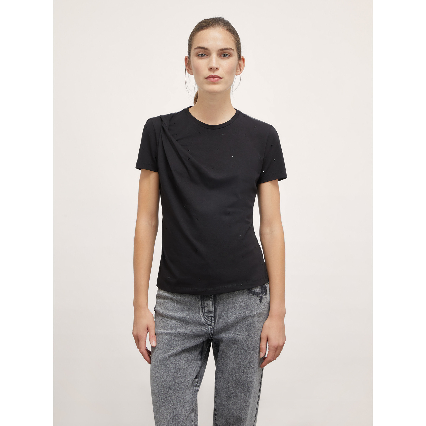 Motivi - camiseta llena de strass - Negro