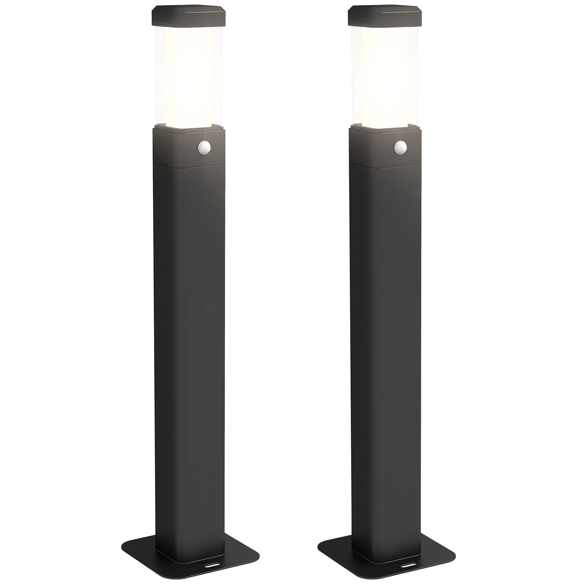 Lot de 2 lampes d'extérieur - bornes lumineuses LED - norme IP65 - alu noir