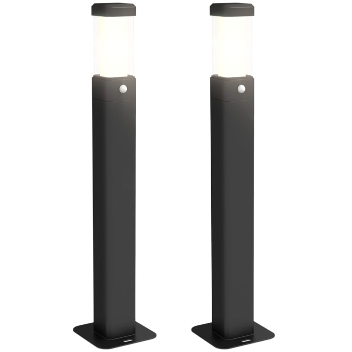 Lot de 2 lampes d'extérieur - bornes lumineuses LED - norme IP65 - alu noir