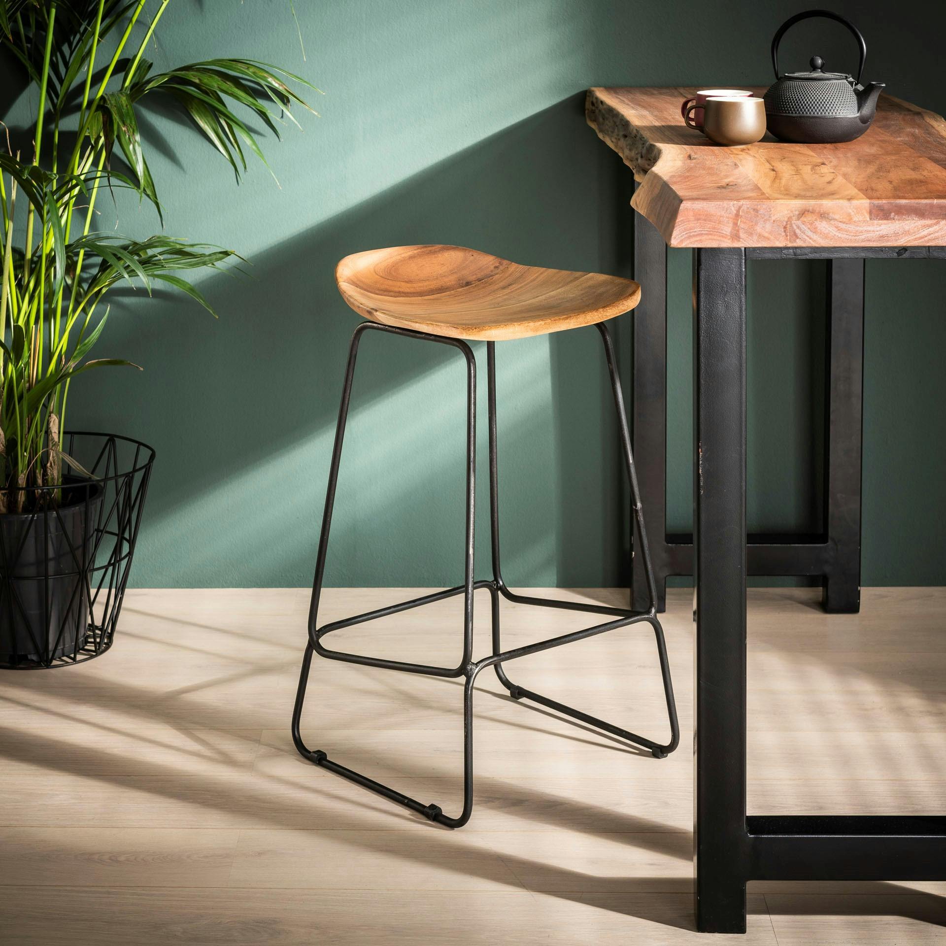 Tabouret de bar bois massif d'acacia MELBOURNE