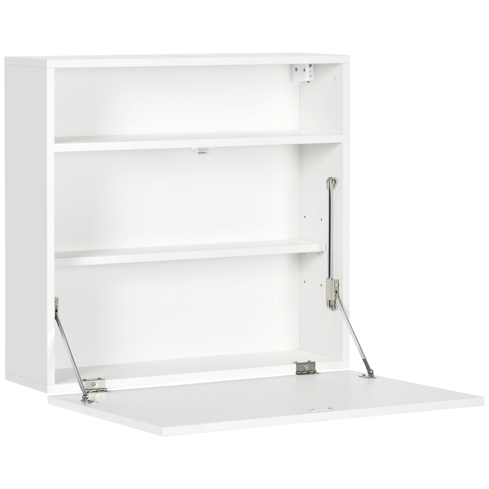 Mesa Plegable de Pared Moderno Escritorio Flotante Multifuncional con Estantes de Almacenamiento Carga 40 kg para Dormitorio Salón Oficina 64x20x60 cm Blanco