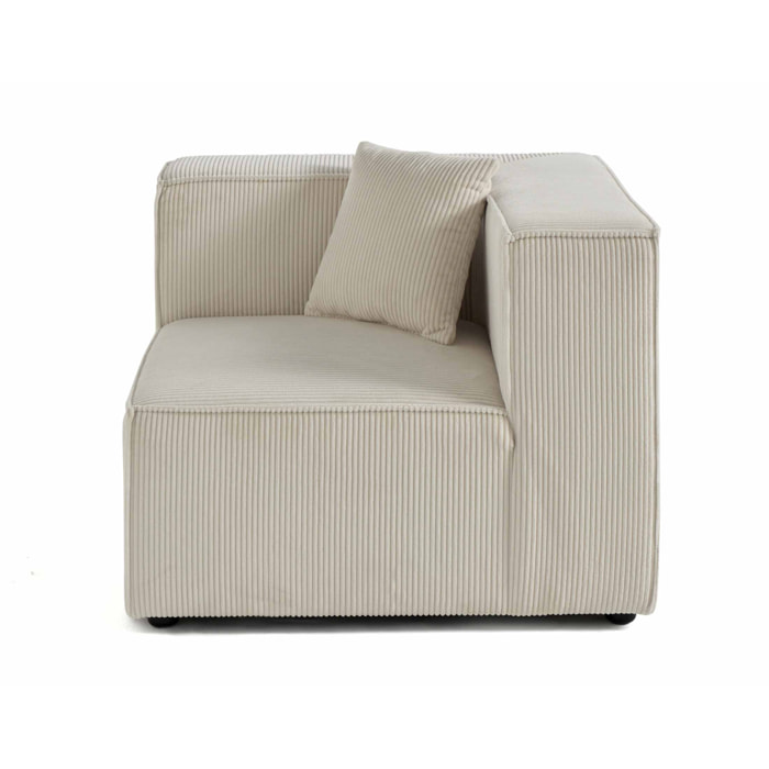Arty - module d'assise d'angle réversible - en velours côtelé - Beige