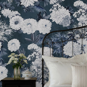 Carta da Parati Floreale Blu Navy