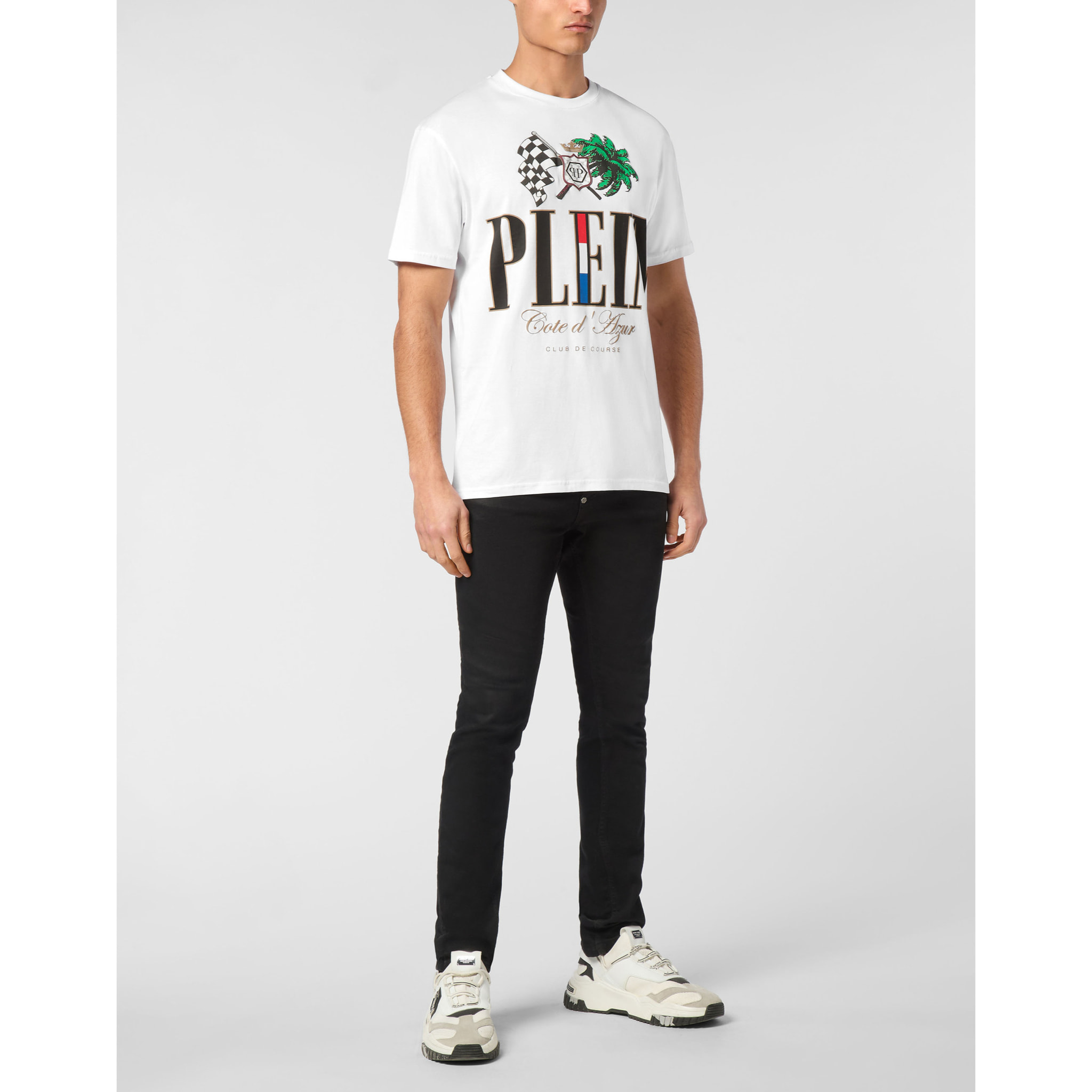 PHILIPP PLEIN Camiseta de cuello redondo y manga corta D AZUR