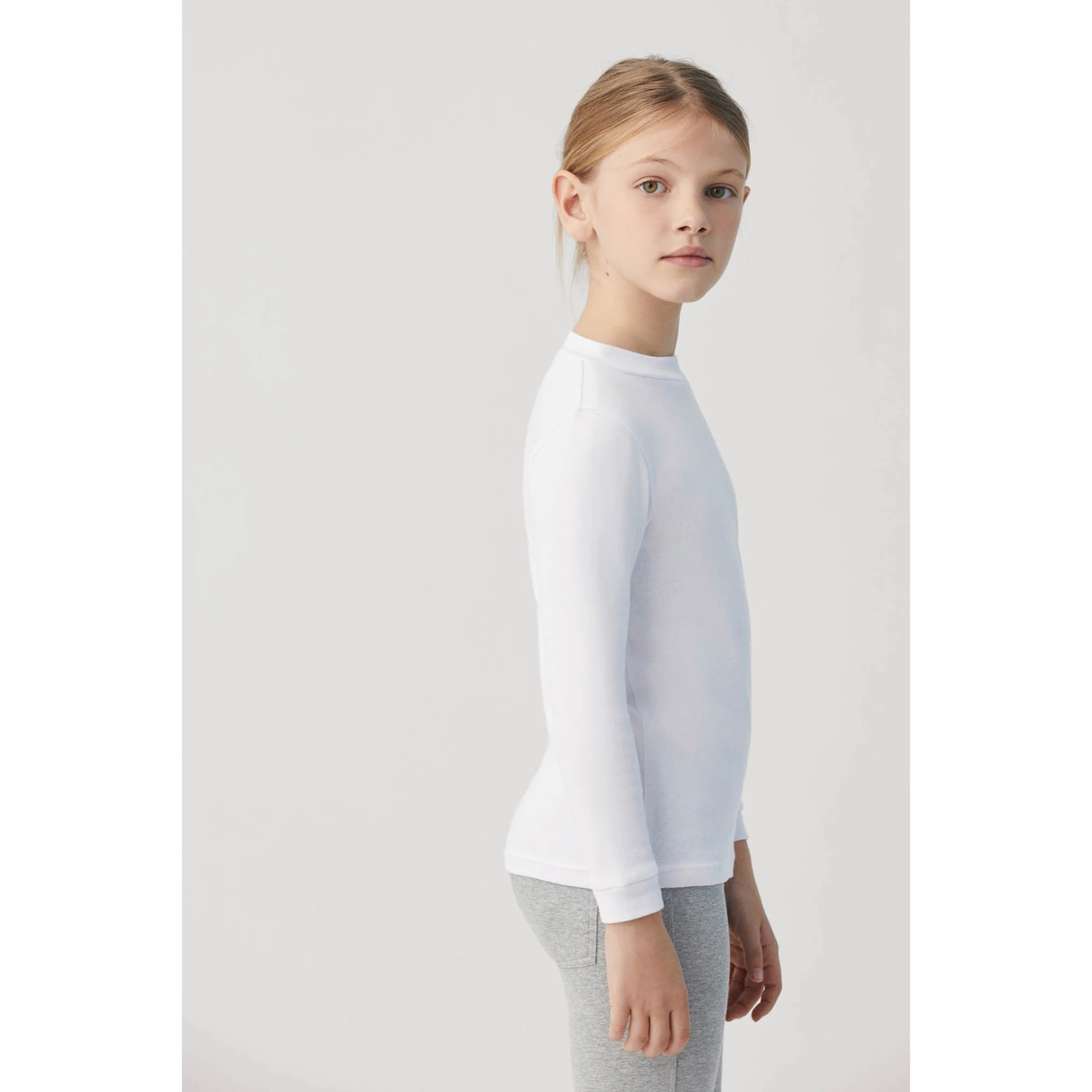 Maglietta dolcevita a maniche lunghe bianca calda