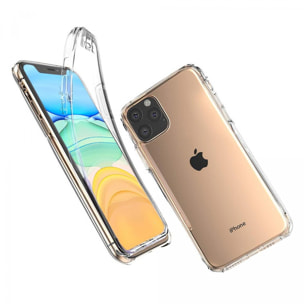 Coque compatible avec iPhone 11 Pro Max 360° intégrale protection avant arrière silicone transparente