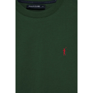 Camiseta verde botella con cuello redondo y bordado Rigby Go
