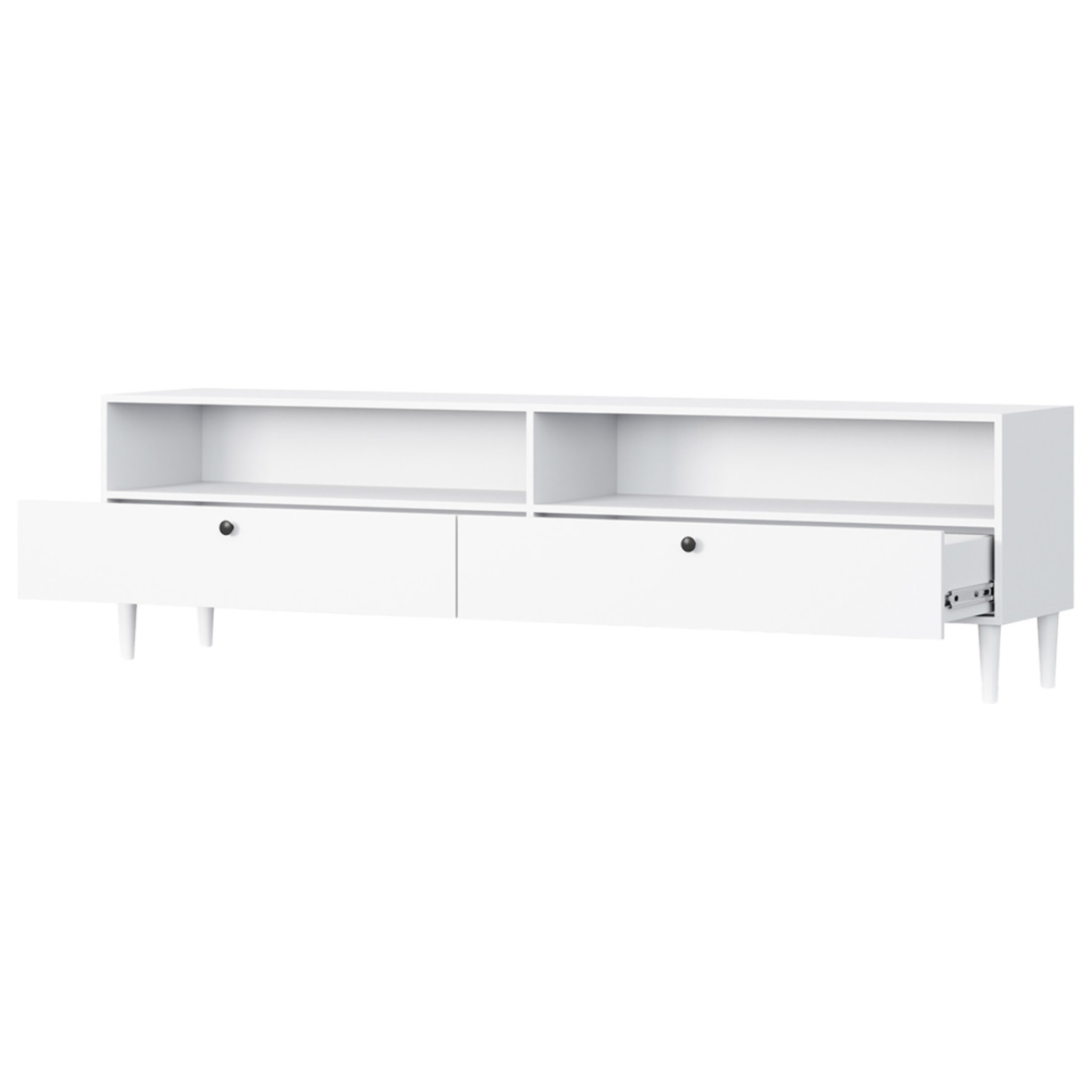 Gaby - meuble tv - blanc - 2 tiroirs et 2 niches - 200 cm - Blanc