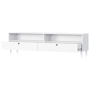 Gaby - meuble tv - blanc - 2 tiroirs et 2 niches - 200 cm - Blanc
