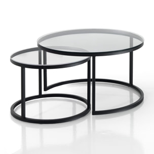 Tomasucci Lot de 2 tables basses GABRIEL EVO CLEAR Noir