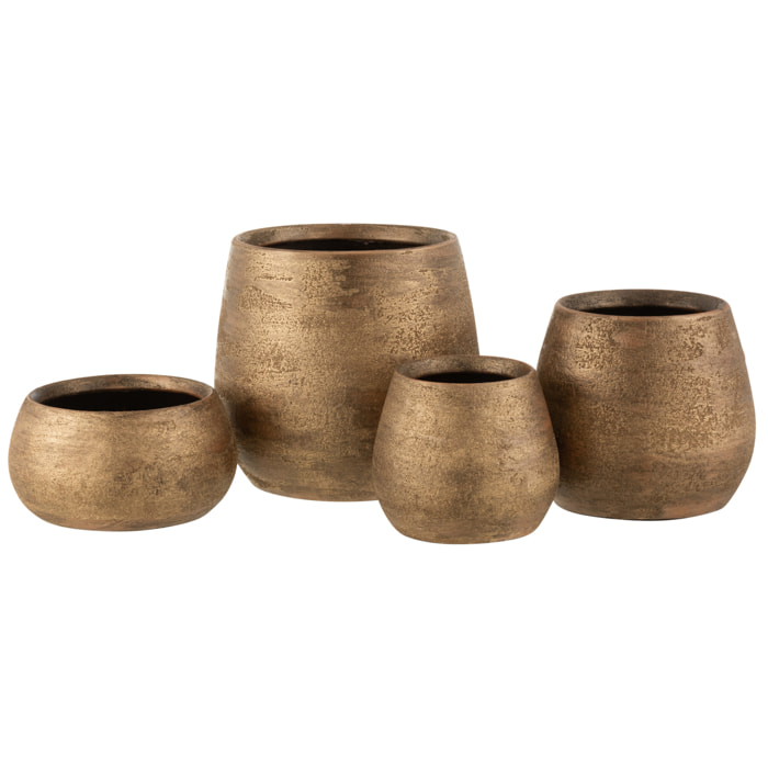 J-Line cache-pot Irregulier Rugueux - céramique - or - large - Ø 24 cm