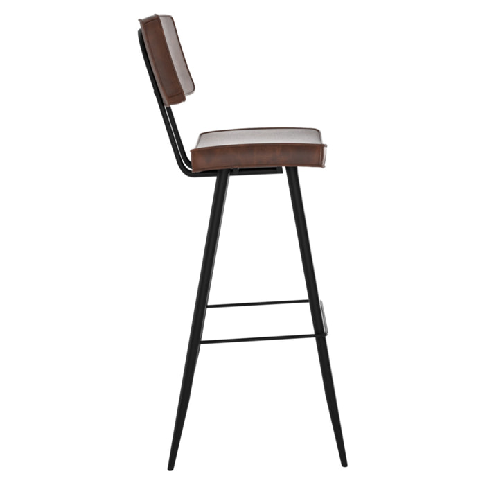 Lot de 2 chaises de bar marron en cuir synthétique 75.5 cm - Texas