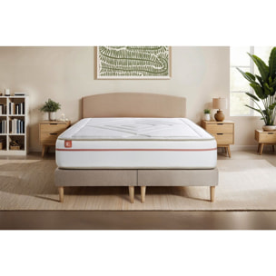 Ensemble Matelas Le Paisible - 24cm - Mémoire de forme - Matériaux éco-responsable - Sommier Tapissier Beige