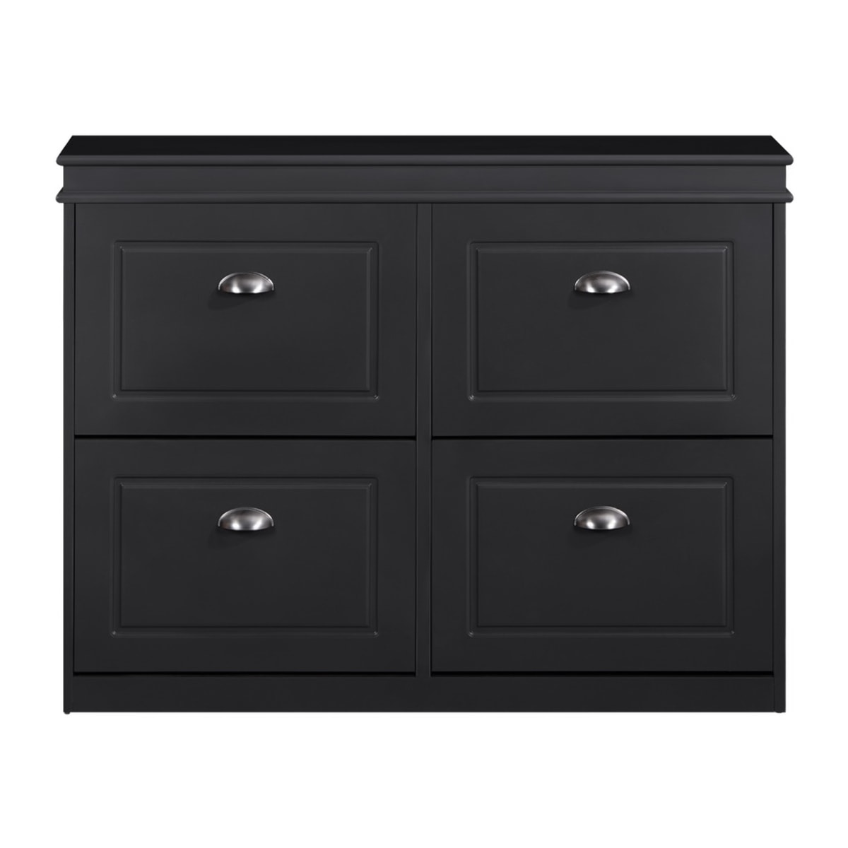 Mobile scarpiera grigio moderno con 4 ribalte 105x24x82 cm design bugnato- Vittoria