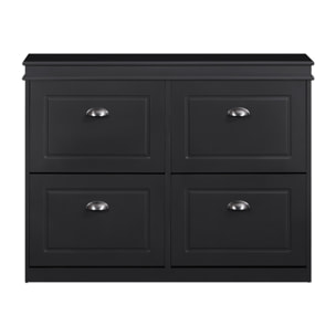 Mobile scarpiera grigio moderno con 4 ribalte 105x24x82 cm design bugnato- Vittoria