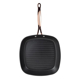 sartén grill 28x28cm en aluminio forjado antiadherente en color negro mate