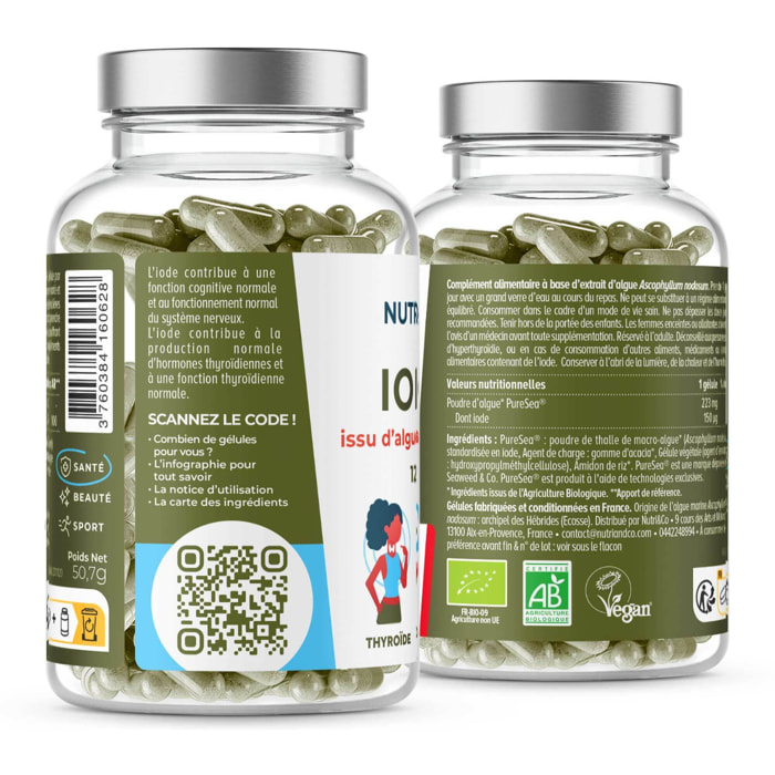 Nutri&Co Iode d'Algue Marine Bio Soutien de la Thyroïde - 120 gélules Vegan