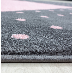 BAMBI - Tapis enfants rond à motif coeur rose