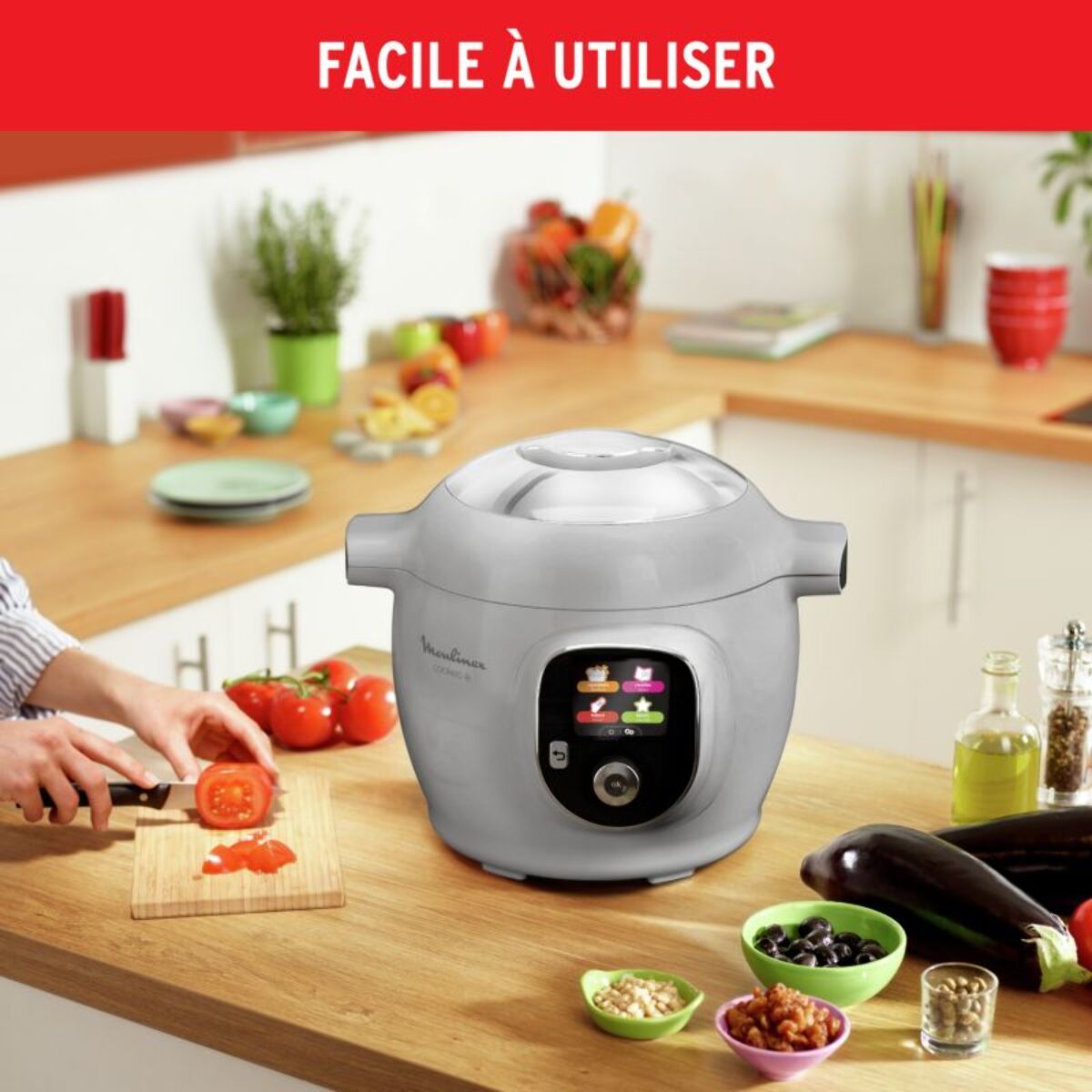 Cookeo MOULINEX CE854B10 gris 6 L, 6 modes de cuisson, 80 recettes