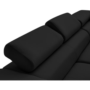 Zaria - canapé d'angle droit 5 places convertible avec coffre et têtières en simili - Noir