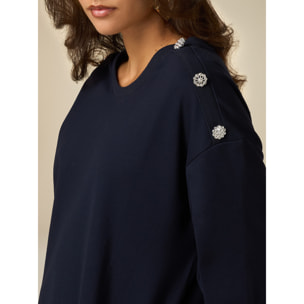 Oltre - Sweatshirt dress with buttons - Azul