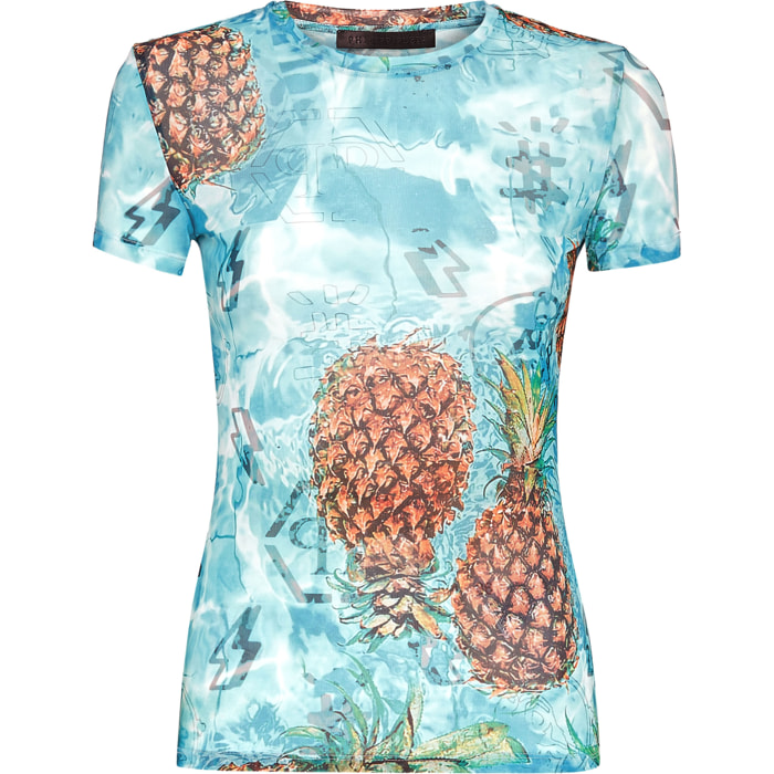 PHILIPP PLEIN T-Shirt Round Neck PINEAPPLE SKIES