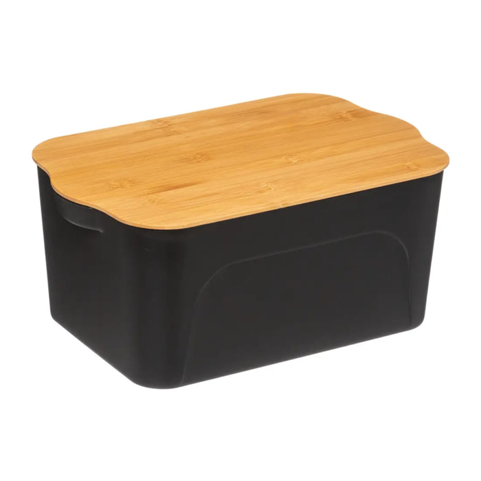 Boîte plastique couvercle bambou 65L