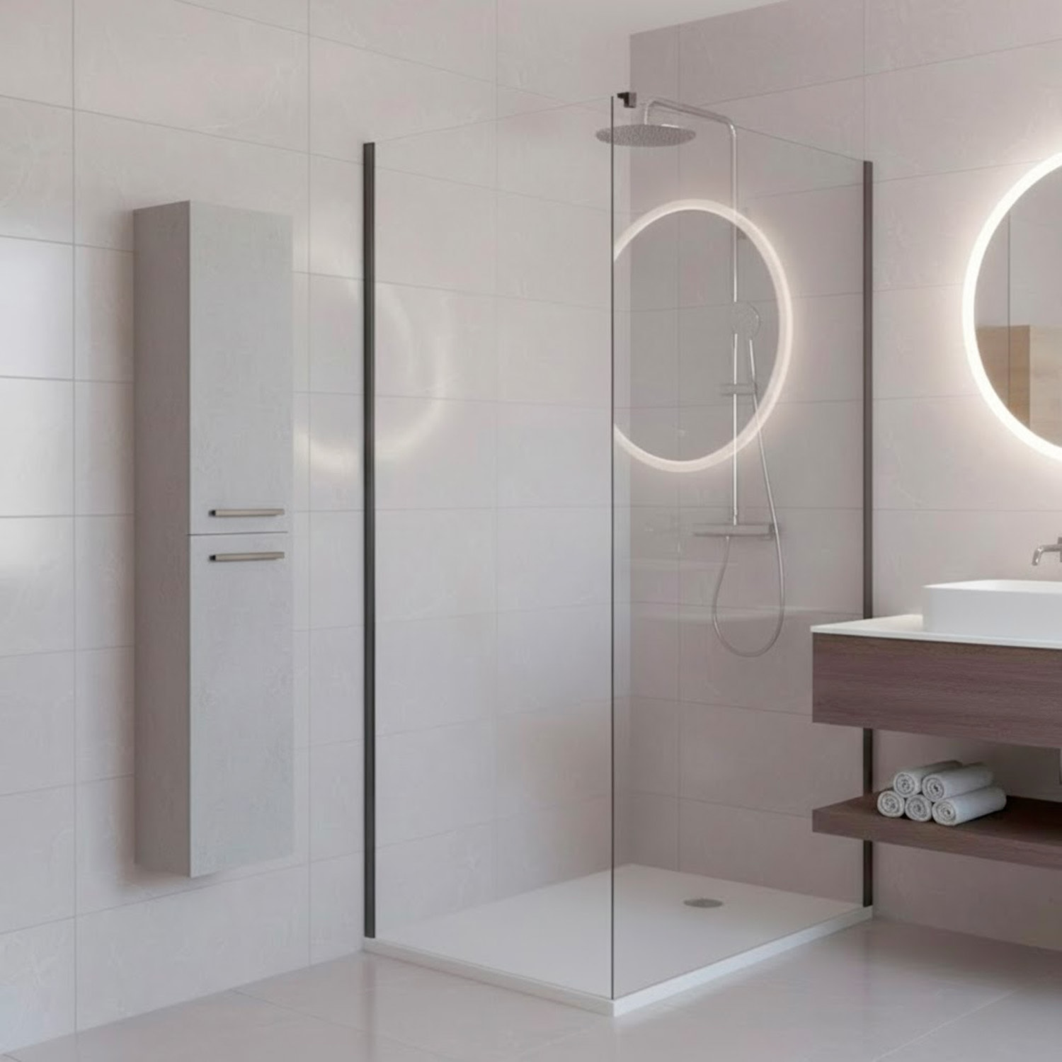 Mobile Alto Da Bagno Sospeso Con 2 Ante E 3 Mensole Interne Colonna Moderna Sospesa Salvaspazio Melaminico Chiusura Assistita Design Industriale Lavanderia Ingresso 150 x 30 x 25 Cm Grigio Cemento