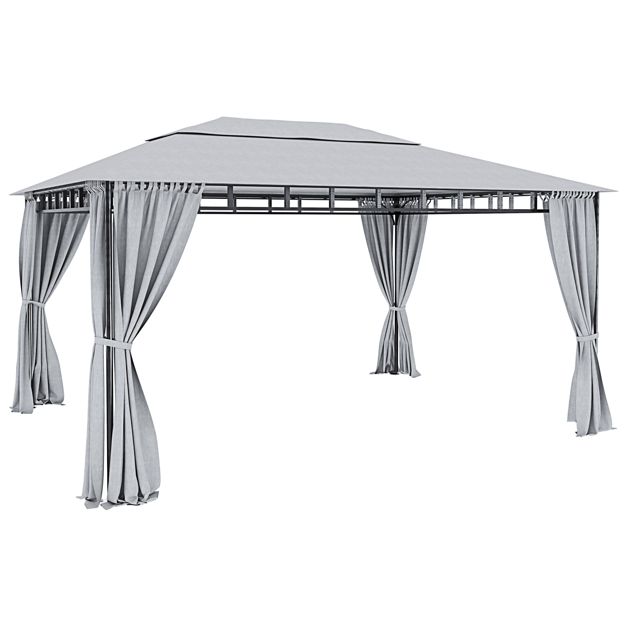 Gazebo Da Giardino 3 x 4 M Con Tende Laterali Richiudibili Struttura In Acciaio Robusto Copertura Impermeabile 180 g/m² Con 4 Teli Laterali Esterno Giardino Piscina Fiere Ombreggiante Privacy Grigio