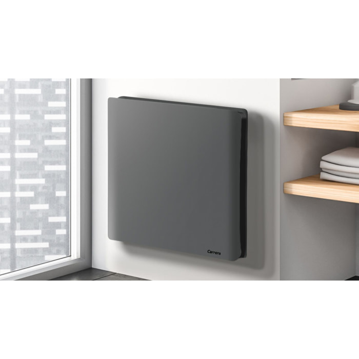 Radiateur inertie double coeur ceramique + film LCD 1000W gris & noir