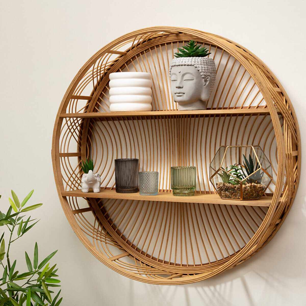 Étagère murale "Ina" - bambou - D70 cm