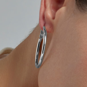 Pendientes de 40mm de diámetro acabados en rodio